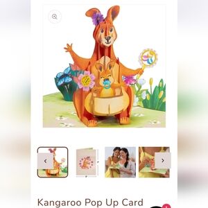 Paper Love Kangaroo And Baby Pop Up Baby Shower Card NIP